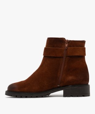 Boots zippées dessus cuir suédé à semelle crantée femme vue3 - GEMO (CASUAL) - GEMO