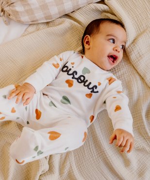 Pyjama en velours dors-bien motifs cœurs bébé vue7 - GEMO 4G BEBE - GEMO