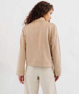 Blouson zippé en suédine femme vue3 - GEMO 4G FEMME - GEMO