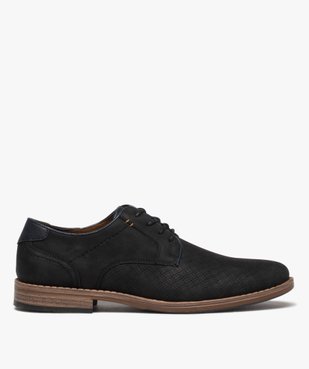 Derbies homme unis à lacets et à motif en relief vue1 - GEMO(URBAIN) - GEMO