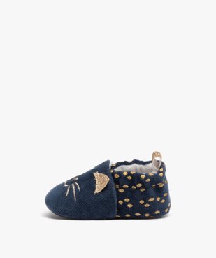 Chaussons de naissance bébé fille en forme de chat et à petits pois vue3 - GEMO 4G BEBE - GEMO