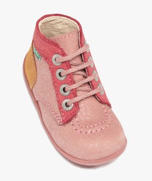 Chaussures premiers pas bébé fille en cuir multicolores - Kickers vue5 - KICKERS - GEMO