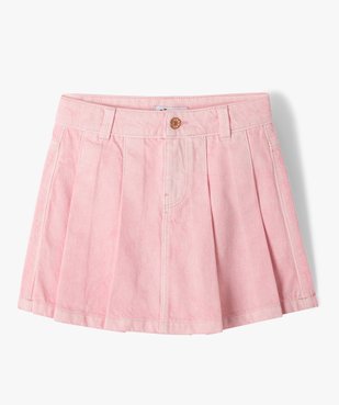 Jupe short en toile denim colorée fille vue1 - GEMO (ENFANT) - GEMO