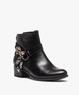 Boots femme unies à petit talon avec bride foulard vue2 - VALENTINA BALDA - GEMO