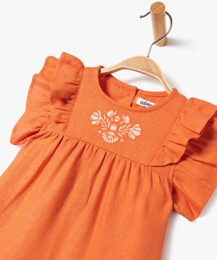 Blouse bébé fille à manches courtes volantées et broderie vue2 - GEMO 4G BEBE - GEMO