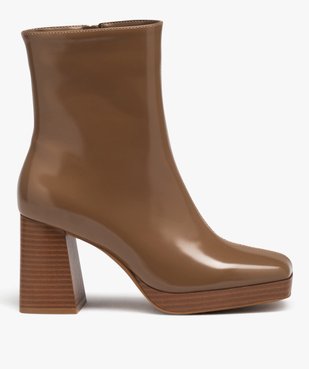 Boots femme vernies à talon et bout carrés vue1 - GEMO(URBAIN) - GEMO