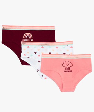 Shorty fille à large ceinture élastique rayée (lot de 3) vue1 - GEMO 4G FILLE - GEMO