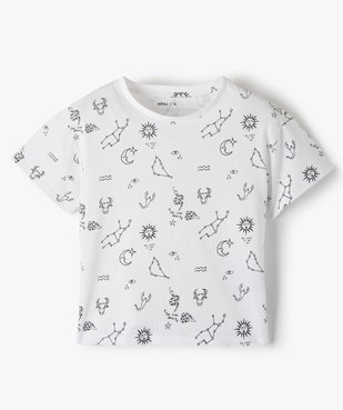 Tee-shirt fille à manches courtes avec motifs astraux vue1 - GEMO 4G FILLE - GEMO