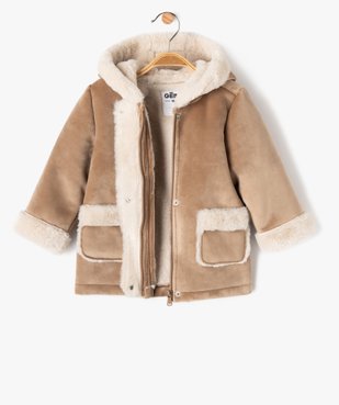 Manteau à capuche en velours doublure peluche bébé fille vue2 - GEMO(BEBE DEBT) - GEMO