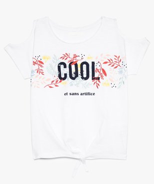 Tee-shirt fille en coton bio avec épaules dénudées vue1 - GEMO 4G FILLE - GEMO