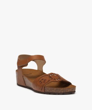 Sandales femme avec brides en cuir et semelle confort vue2 - GEMO (CASUAL) - GEMO