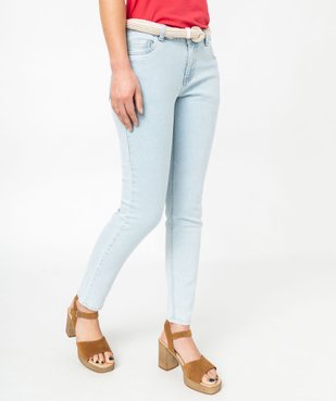 Jean Slim longueur 7/8ème avec ceinture tressée femme vue1 - GEMO 4G FEMME - GEMO