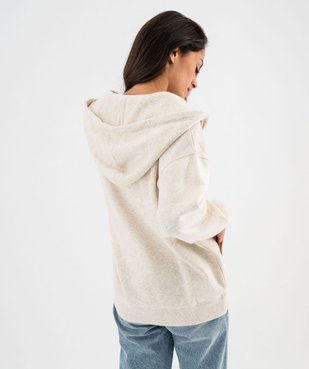 Sweat zippé à capuche oversize avec intérieur molletonné femme vue3 - GEMO 4G FEMME - GEMO