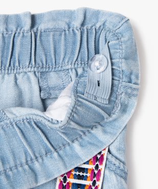 Pantalon en coton léger avec ceinture brodée bébé fille vue3 - GEMO 4G BEBE - GEMO