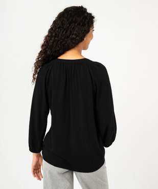 Blouse en viscose fluide unie à manches 3/4 femme vue6 - GEMO(FEMME PAP) - GEMO