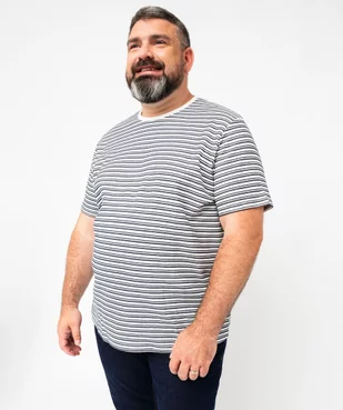 Tee-shirt à manches courtes en maille texturée à rayures homme vue9 - GEMO (HOMME) - GEMO
