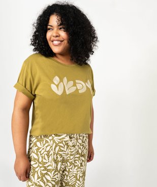 Tee-shirt à manches courtes avec motif brodé femme grande taille vue2 - GEMO (G TAILLE) - GEMO