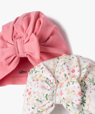 Bonnet naissance en jersey plissé à nœud (lot de 2)  vue2 - GEMO(BB COUCHE) - GEMO