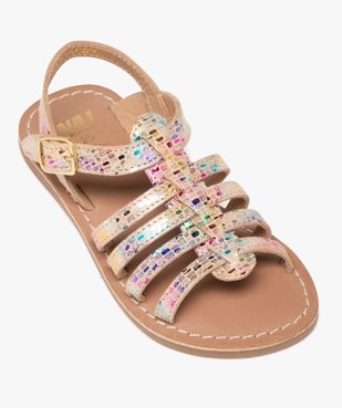 Sandales fille en cuir à multibrides effet mosaïque - NA! vue5 - NA! - GEMO