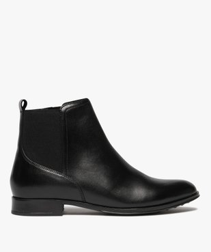 Bottines femme à talon plat dessus en cuir avec zip et bout amande vue2 - GEMO (CASUAL) - GEMO