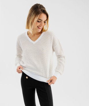 Pull col V à fil pailleté femme vue1 - GEMO(FEMME PAP) - GEMO