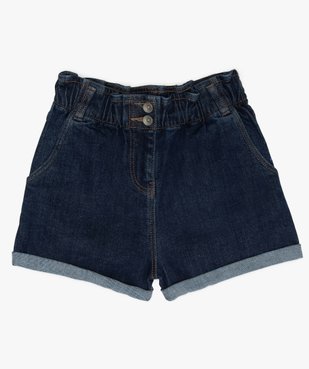 Short fille en jean taille haute avec revers cousus vue1 - GEMO (JUNIOR) - GEMO