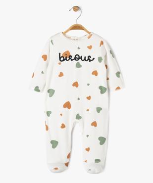 Pyjama en velours dors-bien motifs cœurs bébé vue2 - GEMO 4G BEBE - GEMO