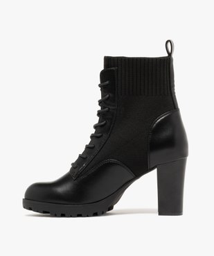 Boots femme à talon col strech avec plateforme crantée vue3 - GEMO(URBAIN) - GEMO