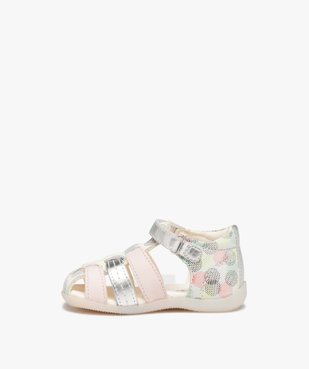 Chaussures premiers pas bébé fille sandales en cuir à motifs avec bout fermé - Kickers vue3 - KICKERS - GEMO