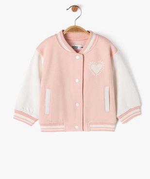 Sweat boutonné bicolore bébé fille vue1 - GEMO 4G BEBE - GEMO