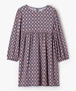 Robe fille fluide à manches longues et motifs vue1 - GEMO (ENFANT) - GEMO