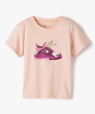 Tee-shirt fille avec motifs pailleté sur l’avant vue1 - GEMO (ENFANT) - GEMO