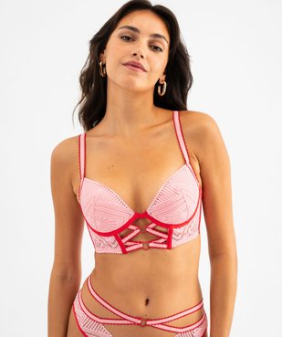 Soutien-gorge push-up forme bustier avec détails coeurs vue3 - GEMO(HOMWR FEM) - GEMO