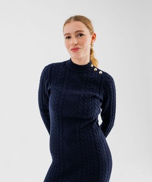 Robe pull longue en maille torsadée femme - LuluCastagnette vue3 - LULUCASTAGNETTE - GEMO