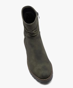 Boots femme à talon plat dessus uni avec col plissé vue6 - GEMO (CASUAL) - GEMO