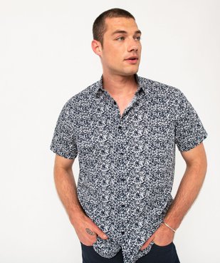 Chemise droite à manches courtes imprimée homme vue2 - GEMO (HOMME) - GEMO