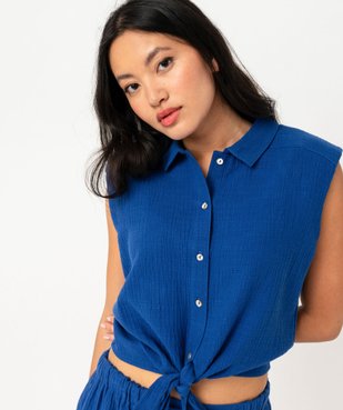 Chemise sans manches en gaze de coton à pans noués femme vue5 - GEMO(FEMME PAP) - GEMO