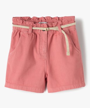 Short fille large à taille froncée et ceinture pailletée vue1 - GEMO (ENFANT) - GEMO