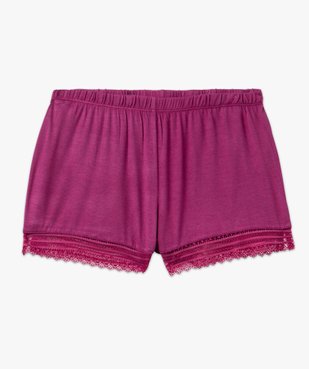 Short de pyjama en maille fluide avec bas en dentelle femme vue4 - GEMO 4G FEMME - GEMO