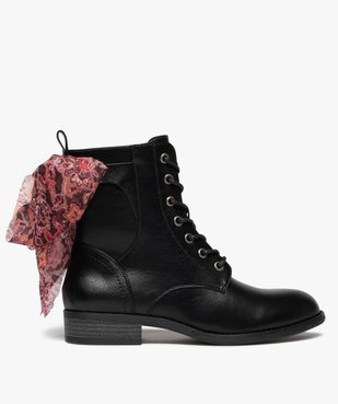 Bottines femme à lacets et à zip avec foulard fantaisie vue2 - GEMO (CASUAL) - GEMO