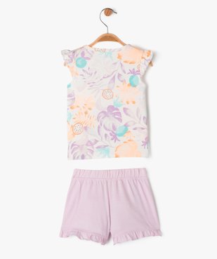 Pyjashort à volant imprimé tropical bébé fille vue3 - GEMO 4G BEBE - GEMO