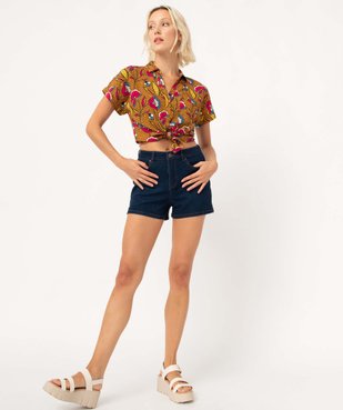 Short femme en jean coupe large fendu sur les côtés vue5 - GEMO 4G FEMME - GEMO