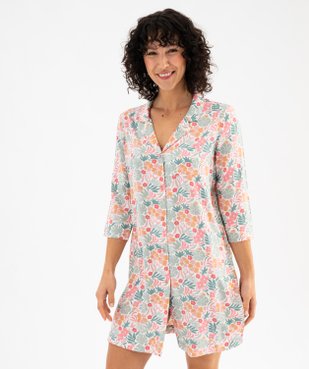 Chemise de nuit femme imprimée forme liquette à manches 3/4 vue2 - GEMO 4G FEMME - GEMO