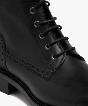 Bottines femme vintage dessus en cuir à lacets et à zip intérieur vue7 - GEMO (CASUAL) - GEMO