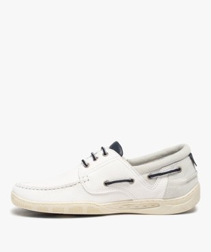 Chaussures bateau homme confort dessus cuir - Tanéo vue3 - TANEO - GEMO