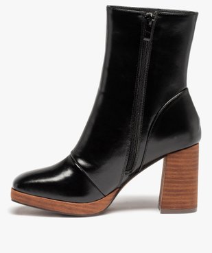 Boots femme à talon dessus uni et bout carré vue3 - GEMO(URBAIN) - GEMO