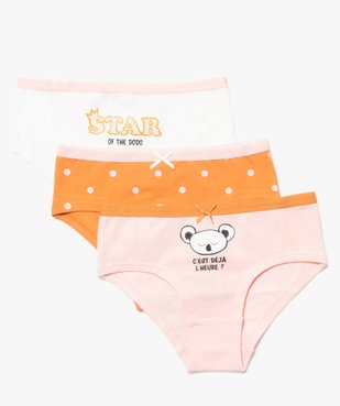 Shorty fille imprimé en coton bio et stretch (lot de 3) vue1 - GEMO 4G FILLE - GEMO