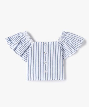 Chemise fille rayée avec manches volantées - LuluCastagnette vue1 - LULUCASTAGNETTE - GEMO