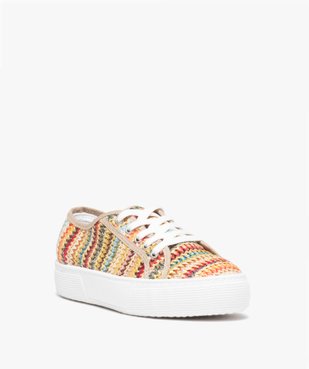 Baskets femme multicolores en toile et à talon compensé vue2 - GEMO (SPORTSWR) - GEMO