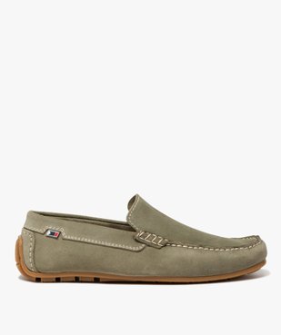 Mocassins homme unis dessus en cuir suédé à semelle crantée vue2 - GEMO (CASUAL) - GEMO